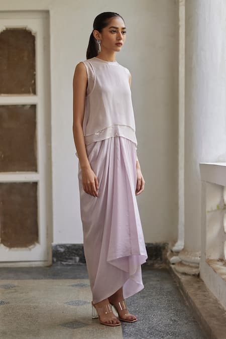 Shop_Betrue_Lavender Silk Lilac Floral _Online_at_Aza_Fashions