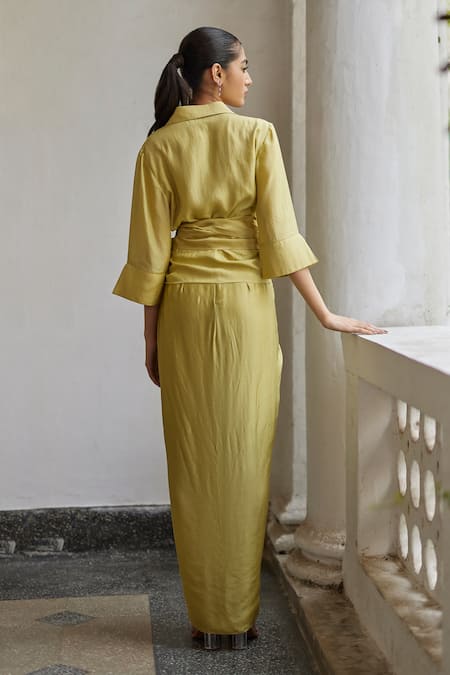 Betrue Leek Green Draped Skirt 