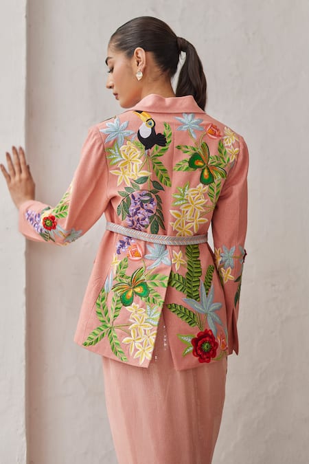 Betrue Peach Peony Embroidered Jacket 