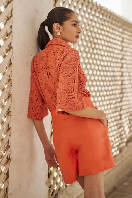 Betrue Rust Crochet Shirt 