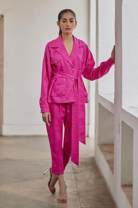 Betrue Linen Safari Jacket & Pant Set 