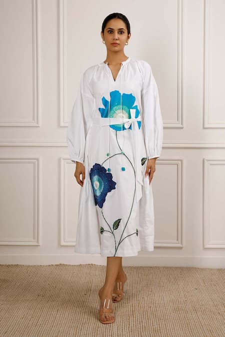 Betrue Blue Floral A-Line Dress 