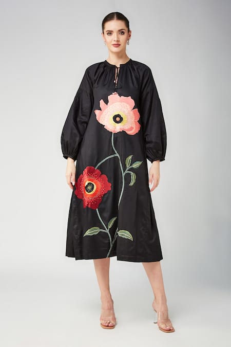 Betrue Peach Floral A Line Dress 