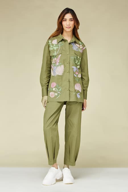 Betrue Floral Green Khaki Shirt 