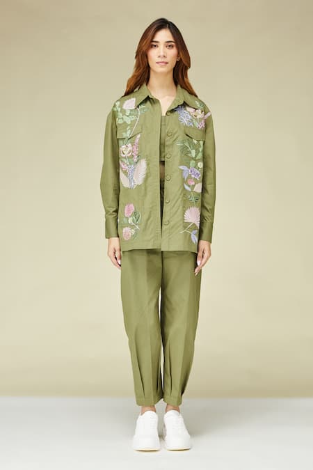 Betrue Floral Green Khaki Shirt 
