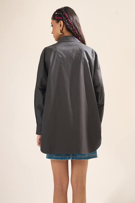 Elarra By Pratyancha Poplin Embroidered Heart Shirt 