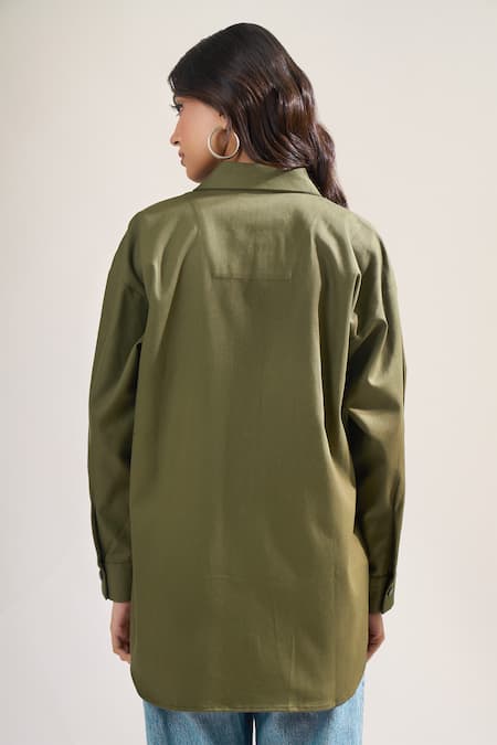 Elarra By Pratyancha Bee Embroidered Denim Shirt 