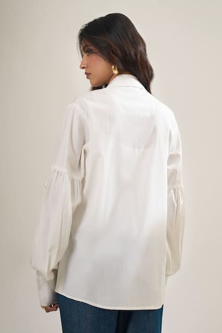 Elarra By Pratyancha Poplin Evil Eye Heart Embroidered Shirt 