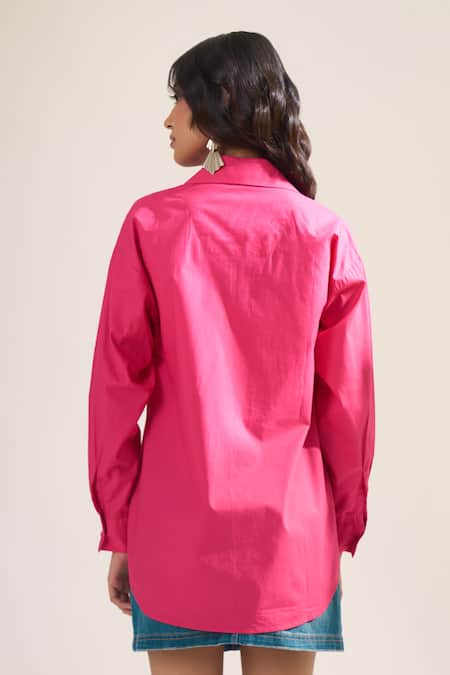 Elarra By Pratyancha Poplin Seahorse Embroidered Shirt 