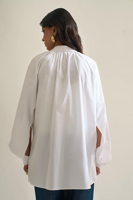 Elarra By Pratyancha Poplin Cutdana Work Embroidered Shirt 