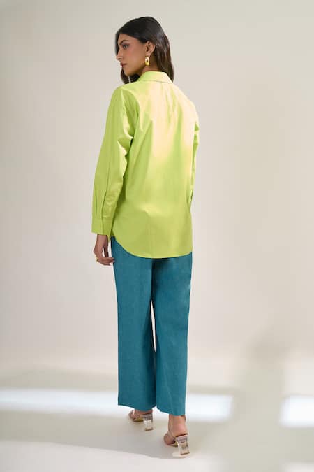 Elarra By Pratyancha Seahorse Embroidered Poplin Shirt 