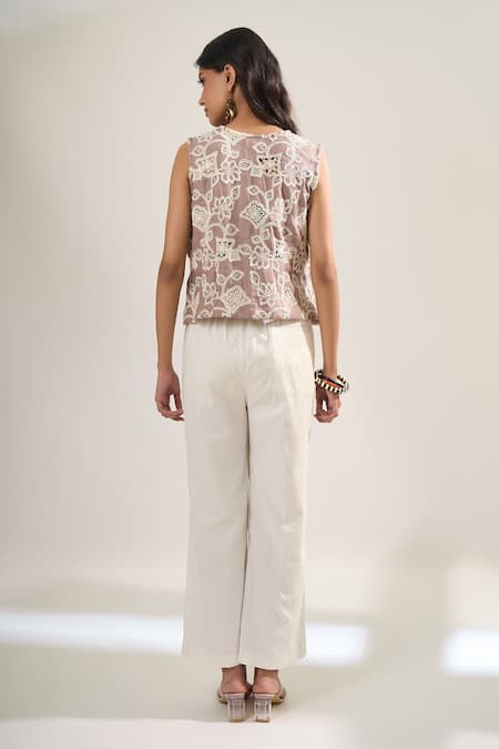 Elarra By Pratyancha Crochet Waistcoat & Pant Set 