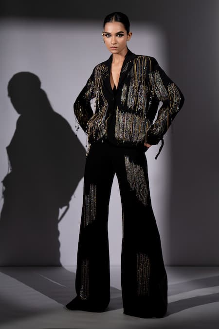 Nikita Mhaisalkar Holographic Embroidered Blazer & Pant Set 