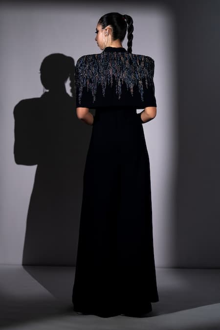 Nikita Mhaisalkar Meteor Embroidered Jumpsuit & Cape Set 