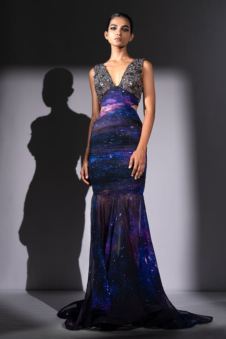 Nikita Mhaisalkar Galaxy Cut-Out Maxi Dress 