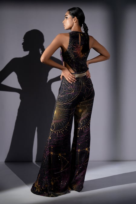 Nikita Mhaisalkar Galaxy Placement Print Cutout Top & Pant Set 