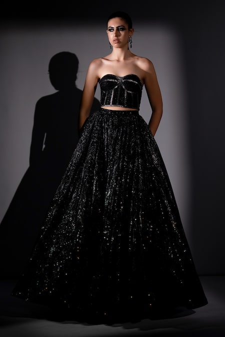 Nikita Mhaisalkar Tonal Embellished Trench Coat & Skirt Set 