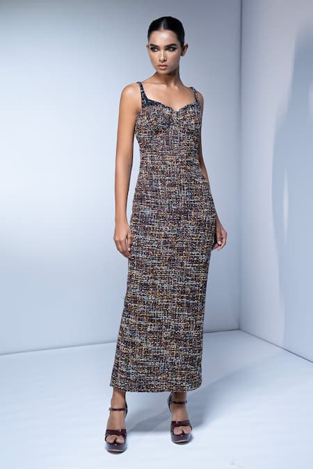 Nikita Mhaisalkar Tweed Bodycon Maxi Dress 