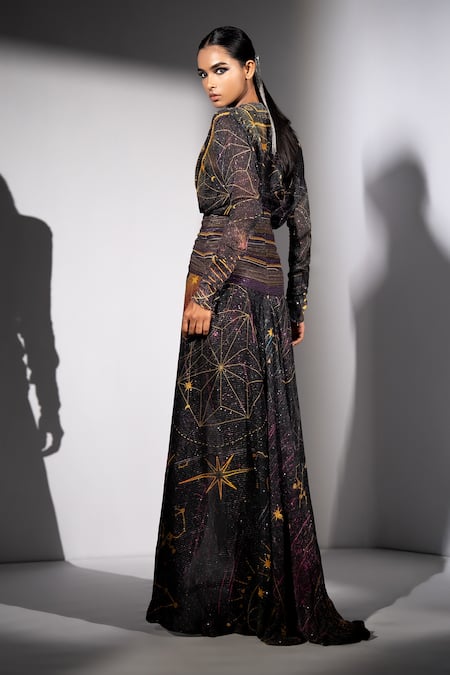 Nikita Mhaisalkar Placement Print High-Low Maxi Dress 