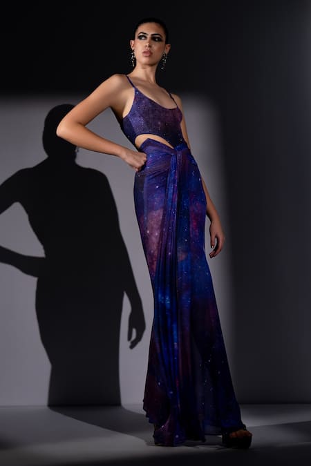 Nikita Mhaisalkar Galaxy Print Draped Bodycon Skirt 