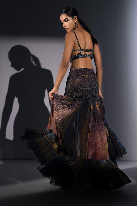 Nikita Mhaisalkar Galaxy Print Pleated Flare Skirt 