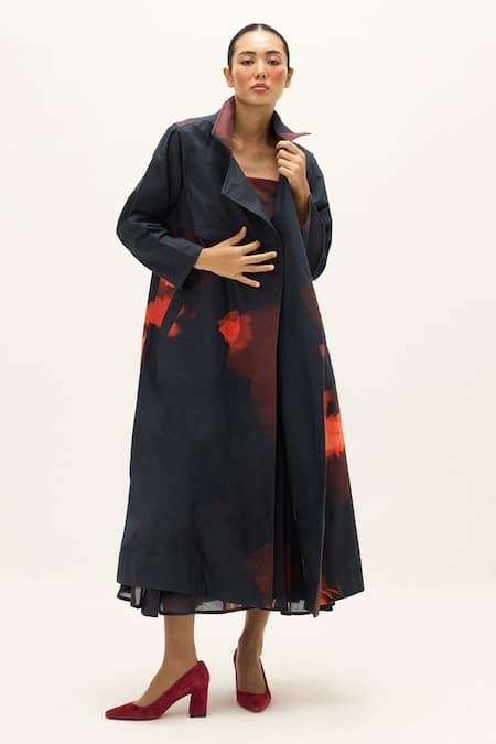 Kharakapas Rouge Cotton Trench Coat 