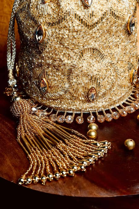 Buy_Nayaab By Sonia_Gold Beads, Sequins, Crystals, Stones, Tassels Water Embellished Potli _Online_at_Aza_Fashions