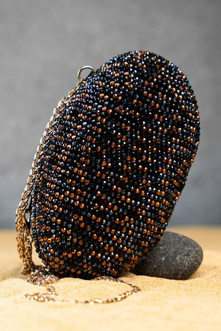 Nayaab By Sonia Obsidian Grace Eclipse Oval Clutch 