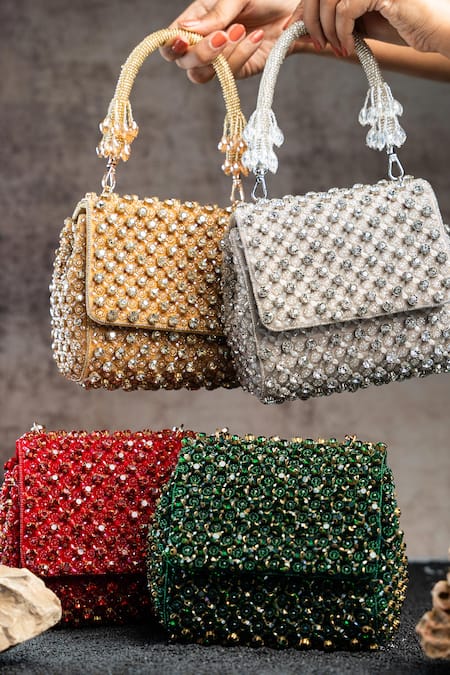 Nayaab By Sonia Aurora Crystal & Bead Embellished Bag 