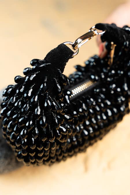 Nayaab By Sonia Black Beads Pristine Sailor Teardrop Embellished Bag Online at Aza Fashions Nayaab By Sonia_Black Beads Pristine Sailor Teardrop Embellished Bag _Online_at_Aza_Fashions