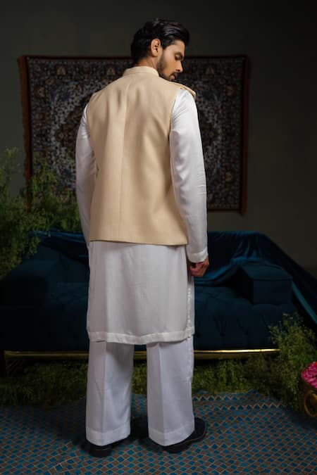 Runit Gupta Broad Linen Cotton Nehru Jacket 