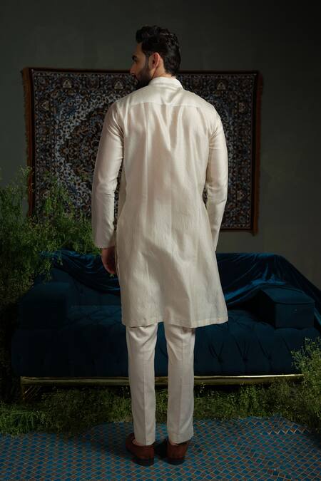 Shop_Runit Gupta_Yellow Chanderi , Vegan Beads, Embroidery Mari Ombre Bundi And Kurta Set _Online_at_Aza_Fashions