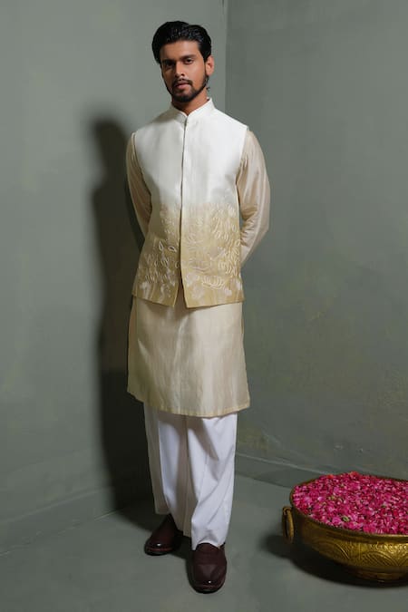 Runit Gupta Lotus Beige Ombre Nehru Jacket 