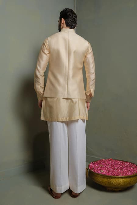 Runit Gupta Amoeba Patch Stripes Nehru Jacket 