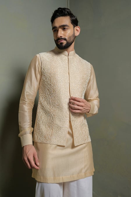 Runit Gupta Amoeba Patch Stripes Nehru Jacket 