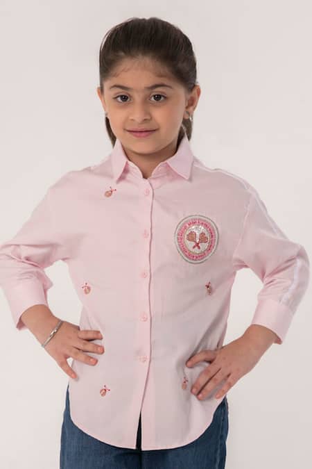 Partykles Badge Motif & Ladybug Embroidered Shirt 
