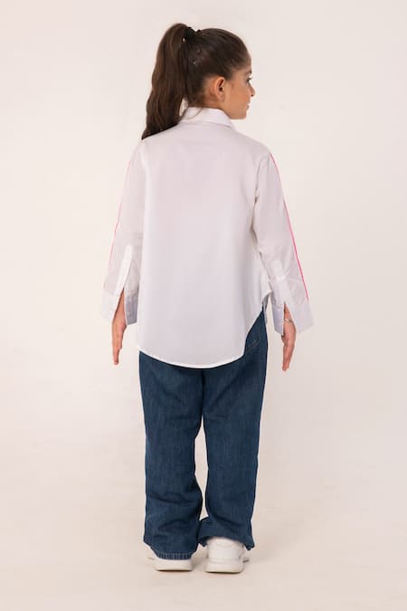 Partykles Strawberry Embroidered Shirt With Pink Detailing 