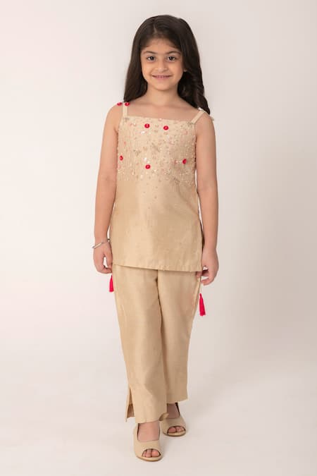 Partykles Hand Work Strappy Kurta & Pant Set 