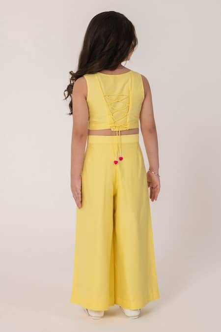 Partykles Insect Embroidered Crop Top & Wide Leg Pant Set 