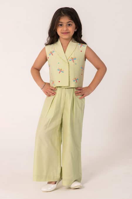 Partykles Dragonfly Embroidered Shawl Collar Co-ord Set 