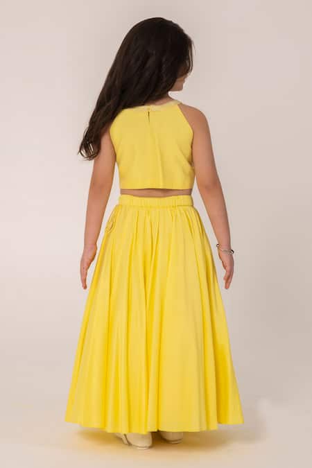 Partykles Dragonfly Embroidered Crop Top & Skirt Set 