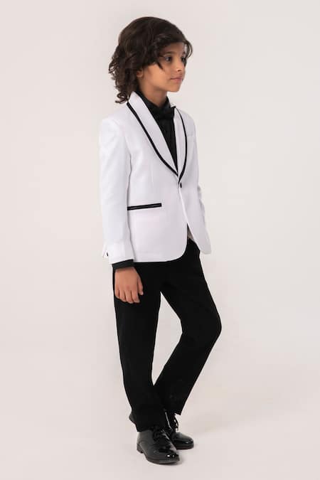 Partykles_White Classic Tuxedo Coat Pant Shirt And Bowtie _Online_at_Aza_Fashions
