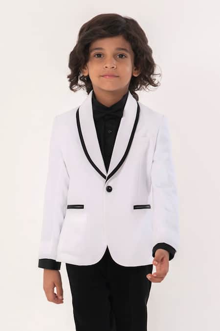 Shop_Partykles_White Classic Tuxedo Coat Pant Shirt And Bowtie _Online_at_Aza_Fashions