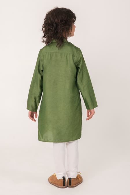 Partykles Cheetah Embroidered Chest Motif Kurta Set 