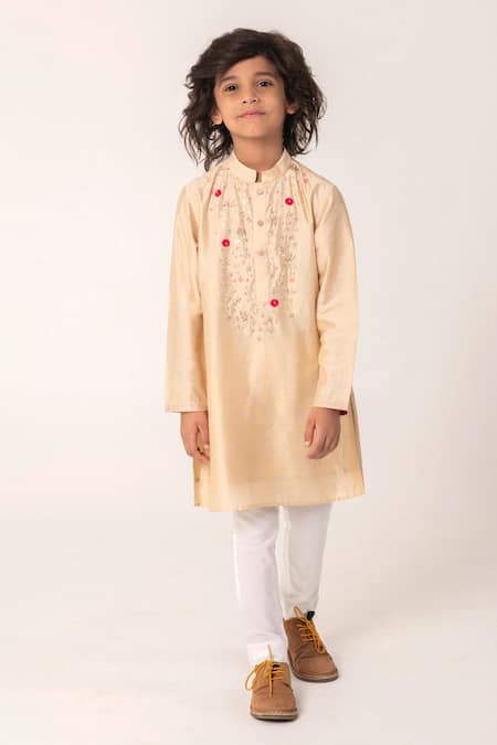 Partykles Chanderi Embroidered Kurta & Pant Set 