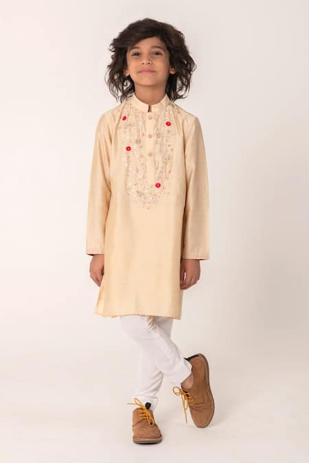 Partykles Chanderi Embroidered Kurta & Pant Set 