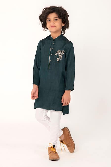 Partykles Cheetah Face Embroidered Kurta & Pant Set 