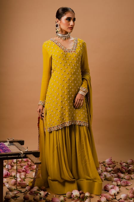 Ria Shah Label Embroidered Kurta Sharara Set 