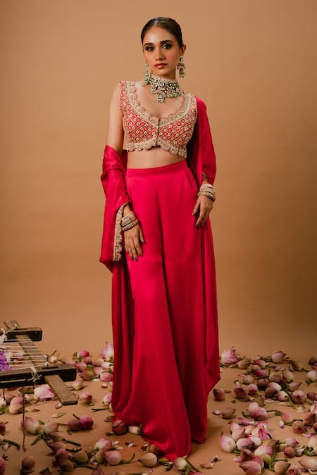 Ria Shah Label Embroidered Cape Sharara Set 