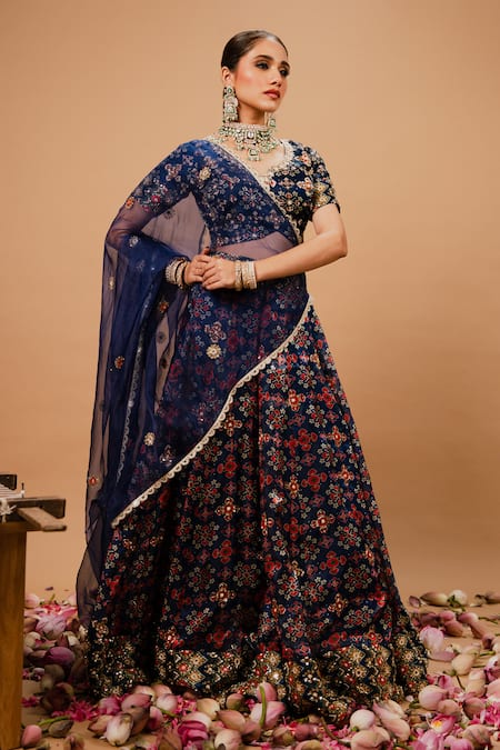 Ria Shah Label Printed Lehenga Set 